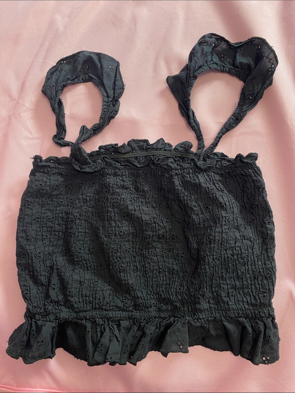 Smocked Eyelet Cropped Tank - Picture 2 of 5